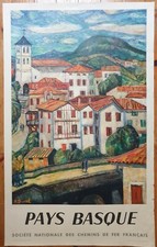 Pays Basque A. Durel 1964 Affiche Originale Tourisme SNCF