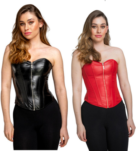 Corset similicuir rouge ou - rouge,
