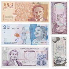 Colombie 5 billets de banque neufs.
