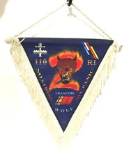 ANCIEN FANION MILITAIRE 110 RI NO STRESS NO PANIC FRANCO ALLEMAND