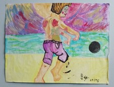 Aquarelle "Ballon Noir Sur