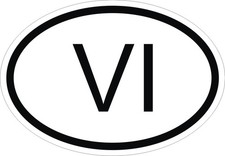 AMÉRICAIN Virgin Islands Pays Code Ovale Autocollant / Vinyle Étanche