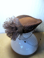 ancien CHAPEAU à VOILETTE feutre Bibi femme Mode Vogue Fashion Hat Hut