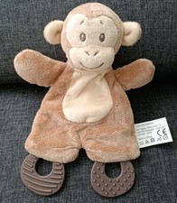 1048?doudou plat singe Monkey beige 2 anneaux dentition ACTION Doux