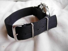 22 mm INTEMPOREL ET SOLIDE BRACELET OTAN MILITAIRE NOIR NEUF IDÉAL DIVER PLONGÉE