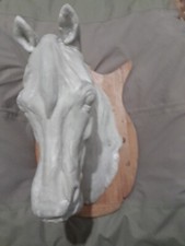 superbe et rare bel tête de cheval en zinc de boucherie chevaline d'origine