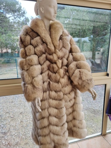 Manteau fourrure renard bleu - manteau,