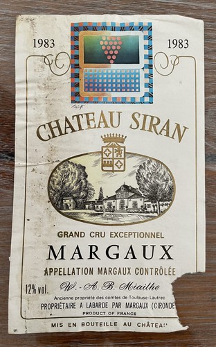 étiquette château siran 1983 - Étiquette,