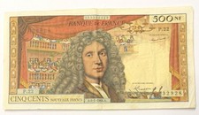 Billet Banque 500 NF Nouveaux Francs 1966 Molière REF85871