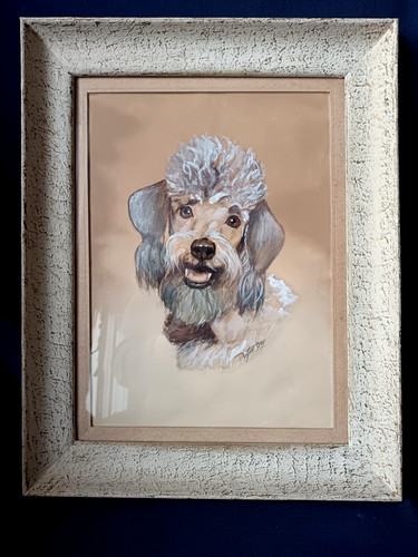 Ancien pastel portrait chien - pastel,