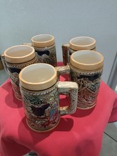 chope bière Beer Porcelaine Céramique Émaillée Vintage 60/80 double Decors