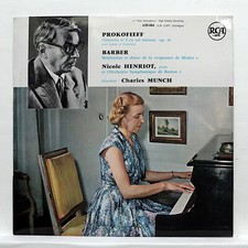 NICOLE HENRIOT, MUNCH ⸺  PROKOFIEV piano concerto BARBER ⸺  RCA orig FR LP EX++
