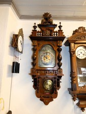 5A254 GUSTAV BECKER Horloge Murale Freischwinger Jugendstil Noyer 110Cm