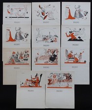 11 menus édités par le Mictasol Viagra Médecin Magicien illust.Roger Cartier