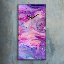 Horloge décorative sur toile 30x60 Abstraction Violette Tableau  Art Décor