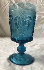 PORTIEUX VERRE A PIED A VIN EAU LOUIS XIV DE COULEUR COLORE BLEU LE CREUSOT AL