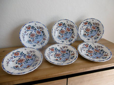 SIX ASSIETTES CREUSES FAIENCE GIEN DECOR COQ PIVOINES Lot 1.