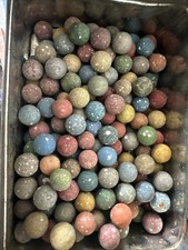 LOT 1kg  BILLES ANCIENNES EN TERRE CUITE COLORÉES