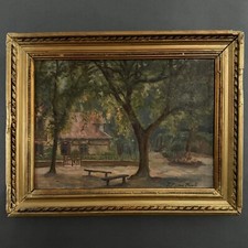 Huile sur panneau parc et