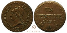France 1 centime l'an 7 A Dupré SUP cuivre pièce de monnaie Révolution française