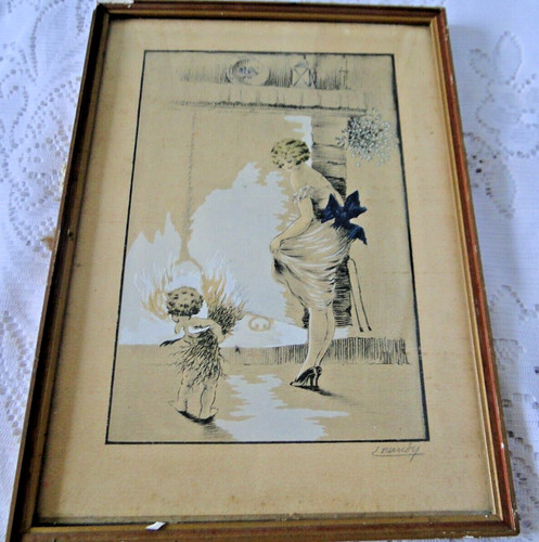 Ancienne litho rehaussée - ancienne,