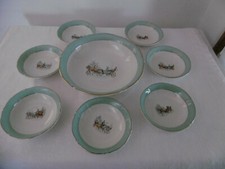 ANCIEN SERVICE A FRUIT OU CREME ST AMANT SALADIER + 7 COUPELLES DECOR CAROSSE