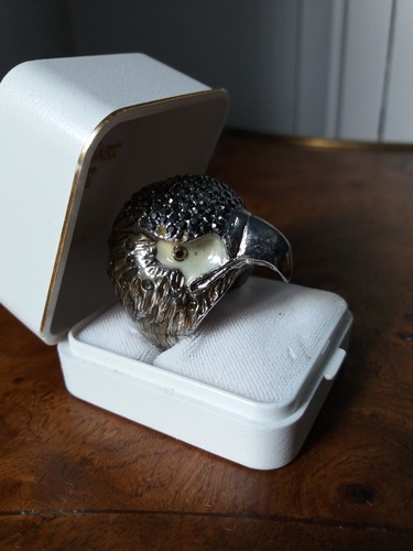 Bague tete aigle ornee de - ornee,