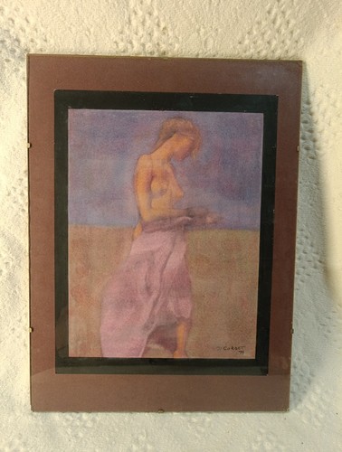 Pastel sous verre signé - sous, d