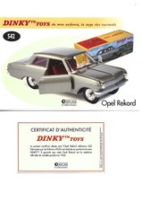 DINKY TOYS Fiche + Certificat OPEL REKORD Dinky Toys 542 Atlas