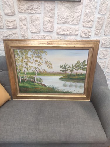Ancien tableau huile - tableau, toile