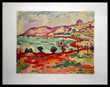 Georges BRAQUE : MARSEILLE, l'Estaque, lithographie signée 1972