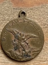 Médaille Religieuse Ancienne Saint Michael Michel Jesus Enfant Vierge 