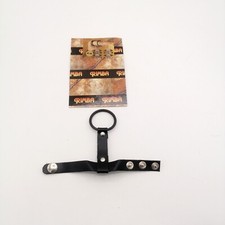 Cockring Anneau chasteté pénis métal avec sangle Cuir BDSM SEX TOY FETISH 35 mm