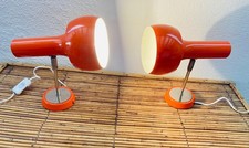 paire de lampes chevet à poser orange vintage diabolo annees 60 spot applique