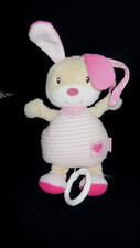 Doudou peluche musical lapin lapin rose coeur BABYDREAM idem BABYSUN 21cm