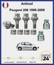 Ecrous antivol de roues Peugeot 206 1998-2009 (4 écrous + 2 clefs + 4 caches)