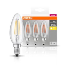 3 X Osram LED Filament Ampoule Bougies 4W = 40W E14 Clair 827 Blanc Chaud 2700K