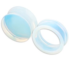 Tunnel Oreille Plug Opale Double Flared Arc en Ciel 4-22mm Pierre Verre Opalite