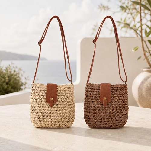 Sac paille corde - papier, avec