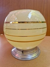 GLOBE en Verre PLAFONNIER Lampe Années 1950 Vintage JAUNE & DORURE diametre 19,5
