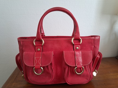 Sac lancel cuir daim - cuir, rouge