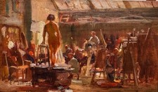 Tableau Avignon Louis Agricol MONTAGNÉ (1879-1960)  l'atelier de Cormon, c 1895