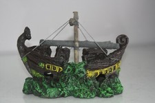 Aquarium Détaillé Viking Navire Épave Bateau Décoration 18 x 8 x 14 CM Pour