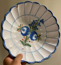 Grand Plat Creux Réparation Agrafe Faïence XVIIIeme Art Populaire Moustiers