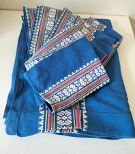 grande nappe et 11 serviettes vintage basque bleu indigo