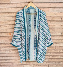 Veste Duster Kimono Court En Soie Crêpe Pour Fille Cape Grise KMS2585