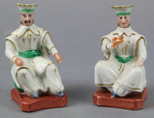 2 Anciens flacons à parfum statue en porcelaine, au chinois, style Jacob Petit