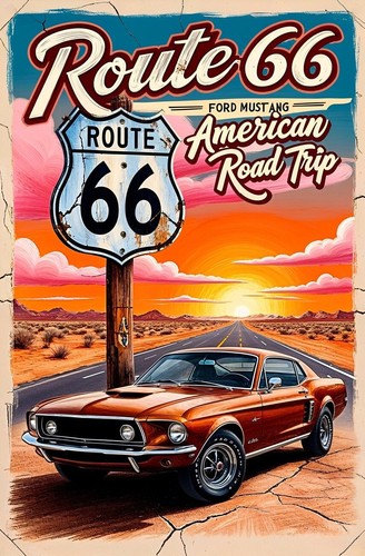 Plaque métal route - 66, 30