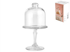 Mini Support De Pâtisserie En Verre Transparent Avec Cloche 10X18,5H