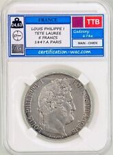 LOUIS PHILIPPE I TETE LAUREE 5 FRANCS 1847.A PARIS TTB